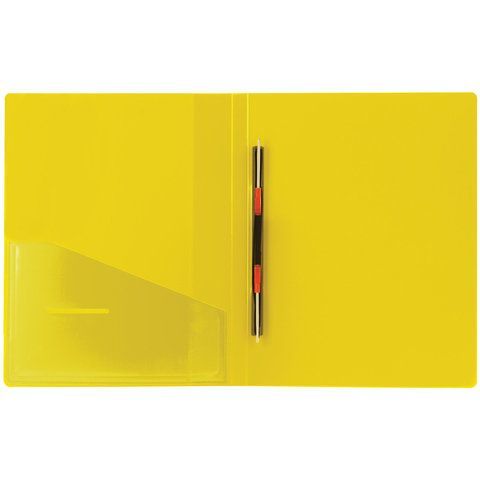 Папка с металлическим скоросшивателем и внутренним карманом BRAUBERG &quot;Contract&quot;, желтая, до 100 л., 0,7 мм, бизнес-класс, 221785