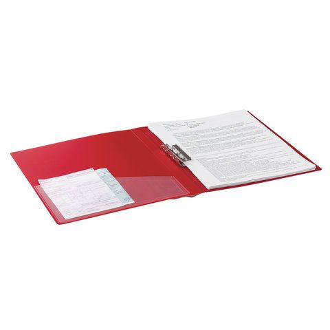 Папка с боковым металлическим прижимом и внутренним карманом BRAUBERG &quot;Contract&quot;, красная, до 100 л., 0,7 мм, бизнес-класс, 221788