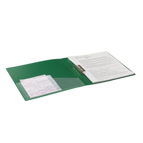 Папка с боковым металлическим прижимом и внутренним карманом BRAUBERG &quot;Contract&quot;, зеленая, до 100 л., 0,7 мм, бизнес-класс, 221789