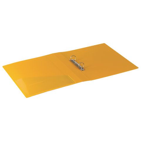 Папка на 2 кольцах BRAUBERG &quot;Contract&quot;, 35 мм, желтая, до 270 листов, 0,9 мм, 221795
