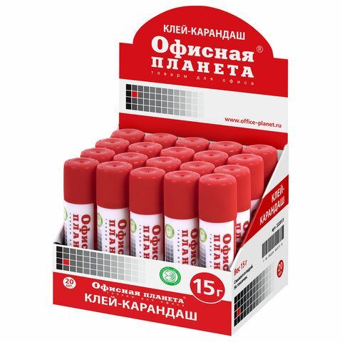 Клей-карандаш ОФИСНАЯ ПЛАНЕТА 2 шт., 15 г, 222013
