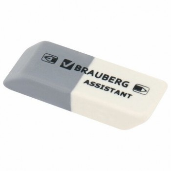 Ластик BRAUBERG 20 шт. "Assistant", 41х14х8 мм, серо-белый, прямоугольный, скошенные края, 222461