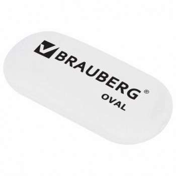Ластик BRAUBERG 3 шт. "Oval", 55х23х10 мм, белый, овальный, 222471