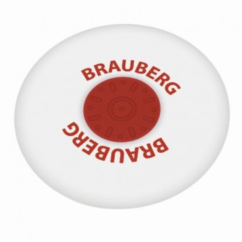 Ластик BRAUBERG 4 шт. "Universal", 30х30х8 мм, белый, круглый, красный пластиковый держатель, 222472