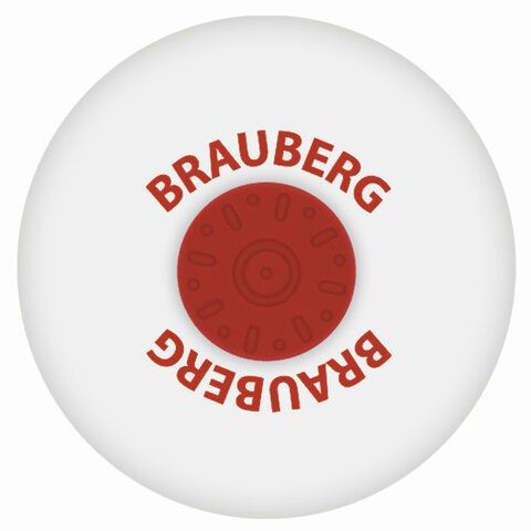 Ластик BRAUBERG 4 шт. &quot;Universal&quot;, 30х30х8 мм, белый, круглый, красный пластиковый держатель, 222472