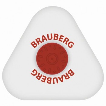 Ластик BRAUBERG 3 шт. "Universal", 45х45х10 мм, белый, треугольный, красный пластиковый держатель, 222473
