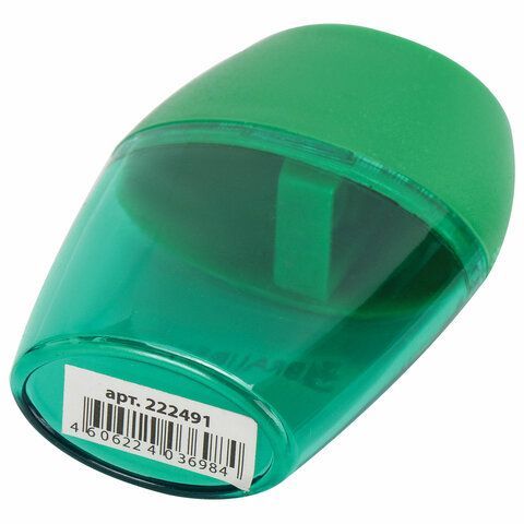 Точилка BRAUBERG 2 шт. &quot;Diamond&quot;, с контейнером, овальная, в дисплее, ассорти, 222491