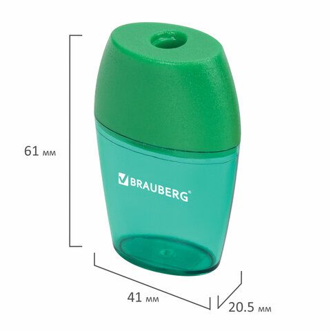 Точилка BRAUBERG 2 шт. &quot;Diamond&quot;, с контейнером, овальная, в дисплее, ассорти, 222491