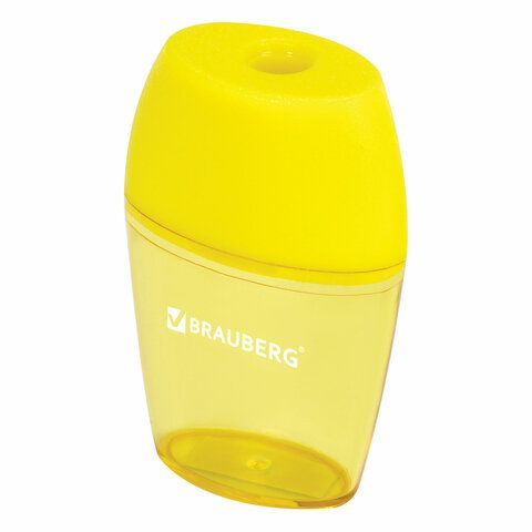 Точилка BRAUBERG 2 шт. &quot;Diamond&quot;, с контейнером, овальная, в дисплее, ассорти, 222491