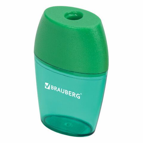 Точилка BRAUBERG 2 шт. &quot;Diamond&quot;, с контейнером, овальная, в дисплее, ассорти, 222491