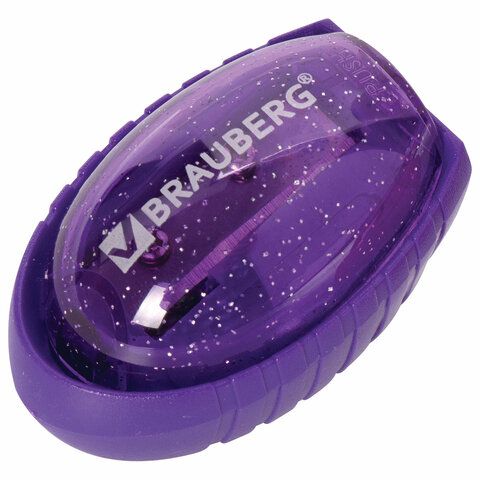 Точилка BRAUBERG 4 шт. &quot;Shuttle&quot;, с контейнером, эллиптическая, ассорти, в картонном дисплее, 222505