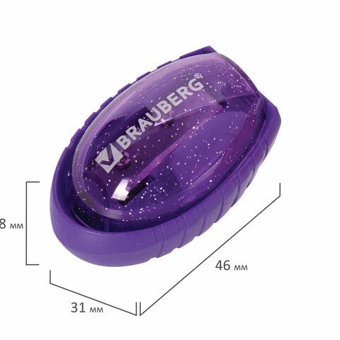 Точилка BRAUBERG 4 шт. &quot;Shuttle&quot;, с контейнером, эллиптическая, ассорти, в картонном дисплее, 222505