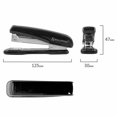 Степлер №24/6, 26/6 BRAUBERG &quot;Classic&quot;, до 25 листов, черный, 222546