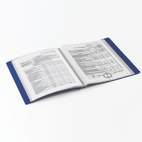 Папка 80 вкладышей BRAUBERG &quot;Office&quot;, синяя, 0,8 мм, 222638