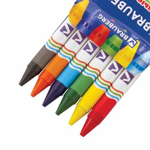 Восковые мелки BRAUBERG 8 шт., НАБОР 6 цветов, 222961