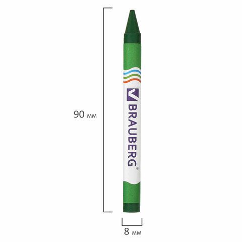 Восковые мелки BRAUBERG 8 шт., НАБОР 6 цветов, 222961