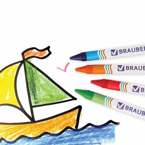 Восковые мелки BRAUBERG 6 шт., НАБОР 12 цветов, 222962