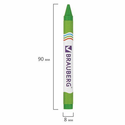 Восковые мелки BRAUBERG 6 шт., НАБОР 12 цветов, 222962