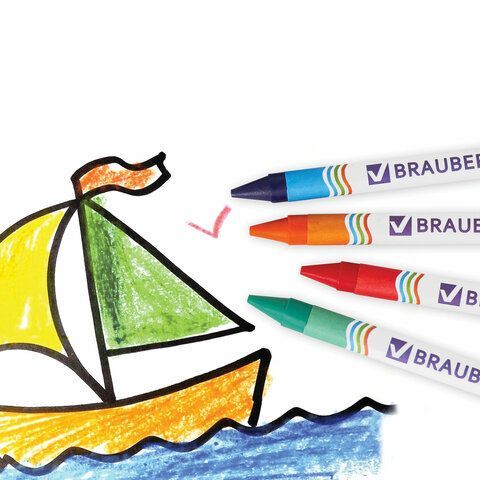 Восковые мелки BRAUBERG 6 шт., НАБОР 18 цветов, 222963