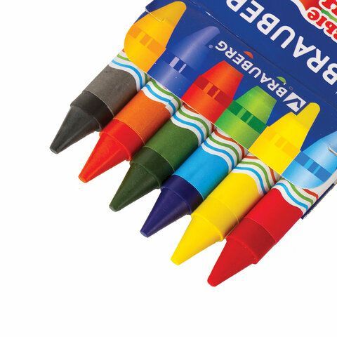 Восковые мелки утолщенные BRAUBERG 2 шт., 6 цветов, 222965