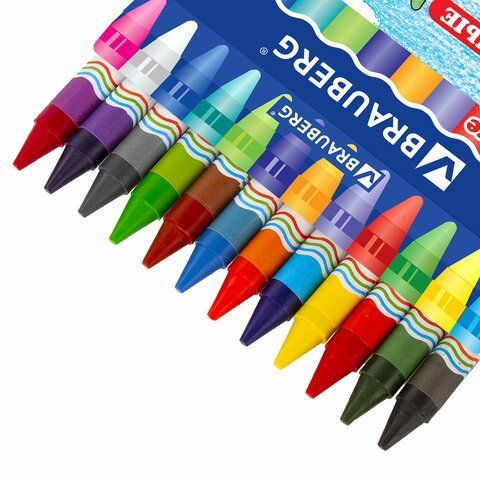 Восковые мелки утолщенные BRAUBERG 4 шт., НАБОР 12 цветов, 222966