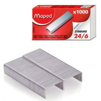 Скобы для степлера №24/6, 1000 штук, MAPED 3 шт. (Франция), до 20 листов, 324405