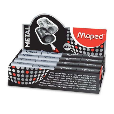 Точилка MAPED 32 шт. (Франция) &quot;Satellite Metal&quot;, без контейнера, металлическая, ассорти, дисплей, 534019
