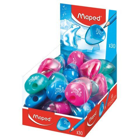 Точилка MAPED 30 шт. (Франция) &quot;I-Gloo&quot;, с контейнером, ассорти, дисплей, 534754