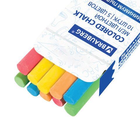 Мел цветной BRAUBERG 4 шт., АНТИПЫЛЬ, набор 10 шт., круглый, 223552