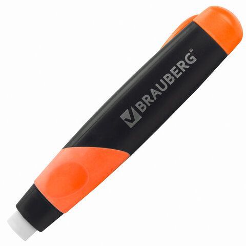 Ластик выдвижной BRAUBERG &quot;Blaster&quot;, 112х21х24мм, белый, пластиковый держатель ассорти, 223593