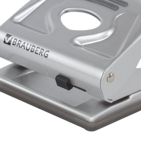 Дырокол металлический BRAUBERG &quot;Metallic&quot;, до 20 листов, серебристый, 224339