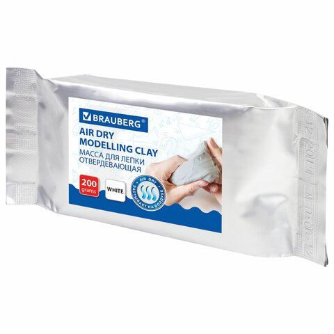 Паста (масса) для моделирования и лепки BRAUBERG 2 шт., самозатвердевающая, 200 г, белая, ВЫСШЕЕ КАЧЕСТВО, 224441