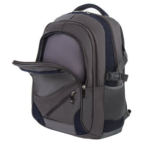 Рюкзак BRAUBERG URBAN универсальный, 2 отделения, &quot;MainStream 1&quot;, серо-синий, 45х32х19 см, 224445