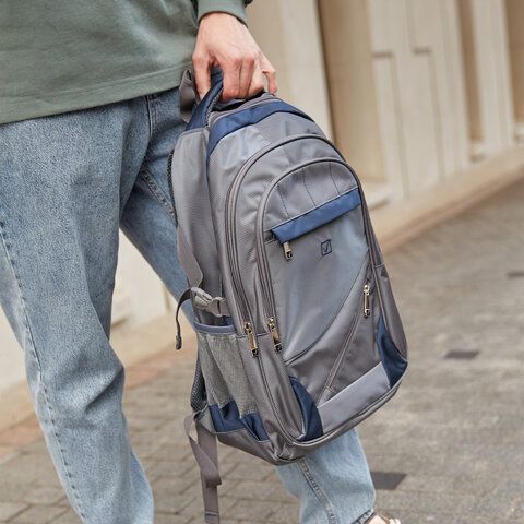 Рюкзак BRAUBERG URBAN универсальный, 2 отделения, &quot;MainStream 1&quot;, серо-синий, 45х32х19 см, 224445