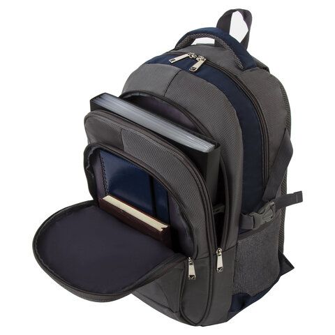 Рюкзак BRAUBERG URBAN универсальный, 2 отделения, &quot;MainStream 2&quot;, серо-синий, 45х32х19 см, 224446