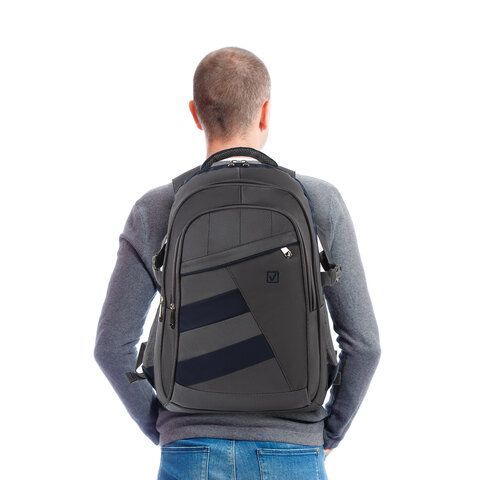 Рюкзак BRAUBERG URBAN универсальный, 2 отделения, &quot;MainStream 2&quot;, серо-синий, 45х32х19 см, 224446