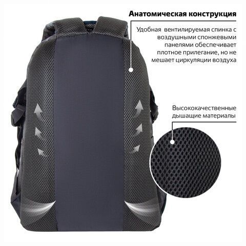 Рюкзак BRAUBERG URBAN универсальный, 2 отделения, &quot;MainStream 2&quot;, серо-синий, 45х32х19 см, 224446