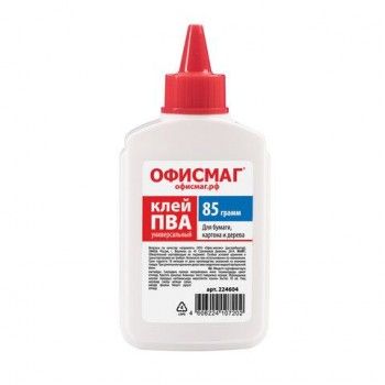 Клей ПВА ОФИСМАГ 5 шт. (бумага, картон, дерево), 85 г, РОССИЯ, 224604