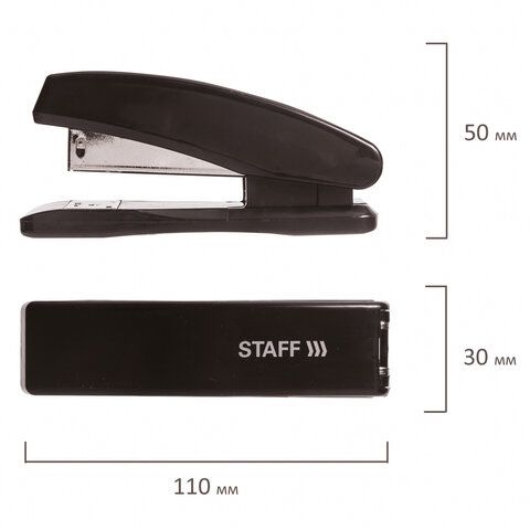 Степлер №24/6, 26/6 STAFF &quot;Basic&quot;, до 20 листов, черный, 224626
