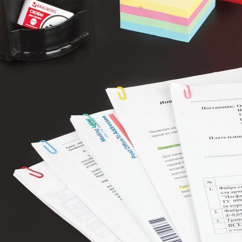 Скрепки STAFF 3 шт. &quot;Manager&quot;, 28 мм, цветные, 70 шт., в картонной коробке, Россия, 224630