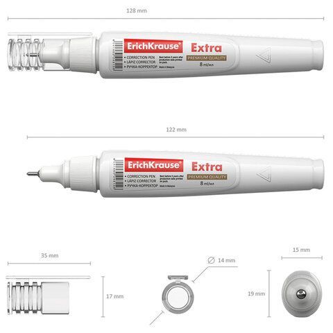 Ручка-корректор ERICH KRAUSE &quot;Extra&quot;, 8 мл, металлический наконечник, 24815