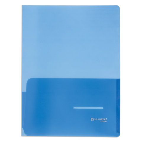 Папка-уголок с 2 карманами BRAUBERG 2 шт., синяя, 0,18 мм, 224883