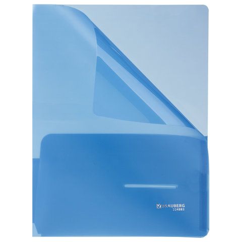 Папка-уголок с 2 карманами BRAUBERG 2 шт., синяя, 0,18 мм, 224883