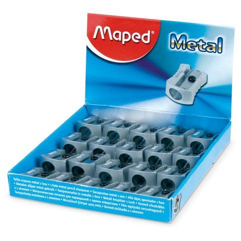 Точилка MAPED 5 шт. (Франция) &quot;Metal&quot;, металлическая, классический дизайн, дисплей, 506600