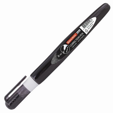 Ручка-корректор BRAUBERG 2 шт., 8 мл, металлический наконечник, черный корпус, 225214