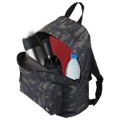 Рюкзак BRAUBERG СИТИ-ФОРМАТ универсальный, &quot;Black camouflage&quot;, черный, 41х32х14 см, 225367