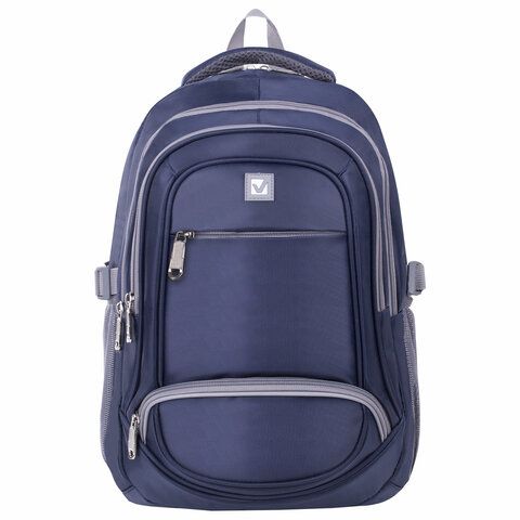 Рюкзак BRAUBERG HIGH SCHOOL универсальный, 3 отделения, &quot;Райдер&quot;, синий, 46х31х18 см, 225523