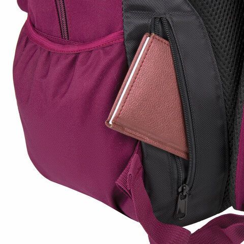 Рюкзак BRAUBERG STATES универсальный, карман-антивор, &quot;Jersey&quot;, бордовый, 46х31х14 см, 226347