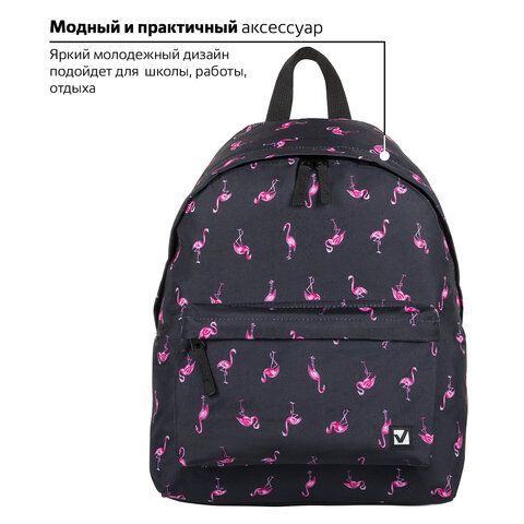 Рюкзак BRAUBERG СИТИ-ФОРМАТ универсальный, &quot;Flamingo&quot;, синий, 41х32х14 см, 226404