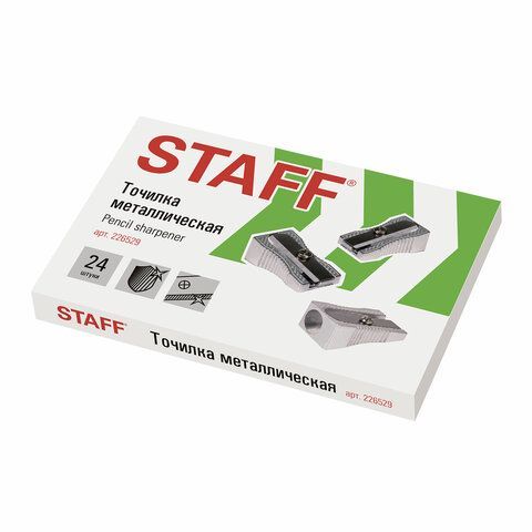 Точилка STAFF 24 шт. &quot;Basic&quot; PS-529, металлическая клиновидная, в картонной коробке, 226529